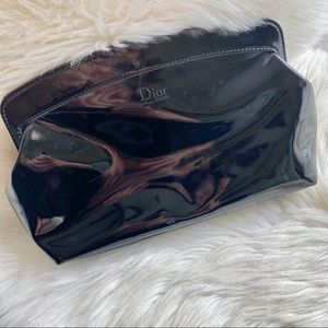 Dior Beaute Black Patent Large Cosmetic Bag Clutch